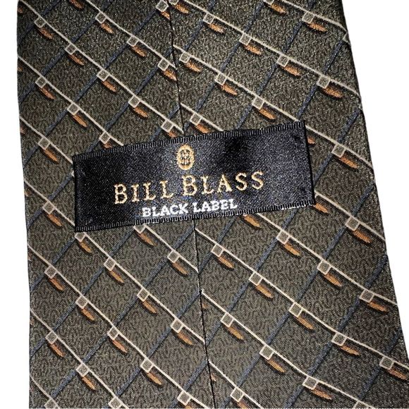 Vintage Bill Blass Black Label Silk Olive Green Tie - Picture 5 of 7